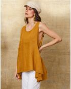 Ottilie Mustard top van 100% linnen