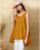 Ottilie Mustard top van 100% linnen