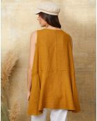 Ottilie Mustard top van 100% linnen
