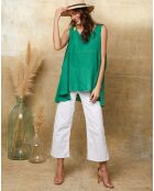 Top verde Ottilie 100% lino