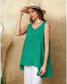 Top verde Ottilie 100% lino
