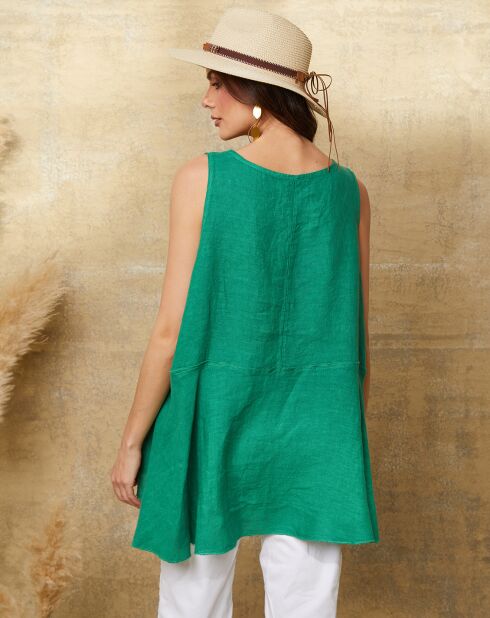 Top verde Ottilie 100% lino
