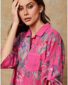 Fuchsia jurk van 100% linnen Pardess