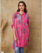 Fuchsia jurk van 100% linnen Pardess