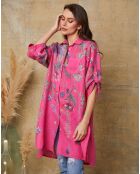 Fuchsia jurk van 100% linnen Pardess