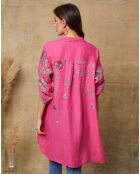 Fuchsia jurk van 100% linnen Pardess