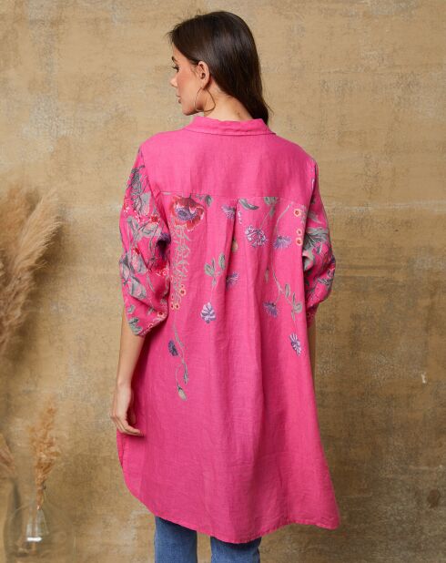 Fuchsia jurk van 100% linnen Pardess