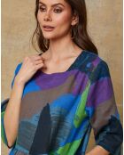 Robe 100% Lin Quincy multicolore/bleu roi
