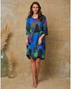 Robe 100% Lin Quincy multicolore/bleu roi