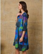 Robe 100% Lin Quincy multicolore/bleu roi