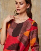 Robe 100% Lin Quincy multicolore/rouge