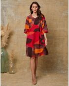 Robe 100% Lin Quincy multicolore/rouge