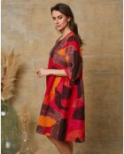 Robe 100% Lin Quincy multicolore/rouge