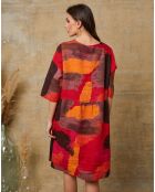 Robe 100% Lin Quincy multicolore/rouge