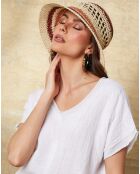 Weißes Quiriem-Top aus 100% Leinen