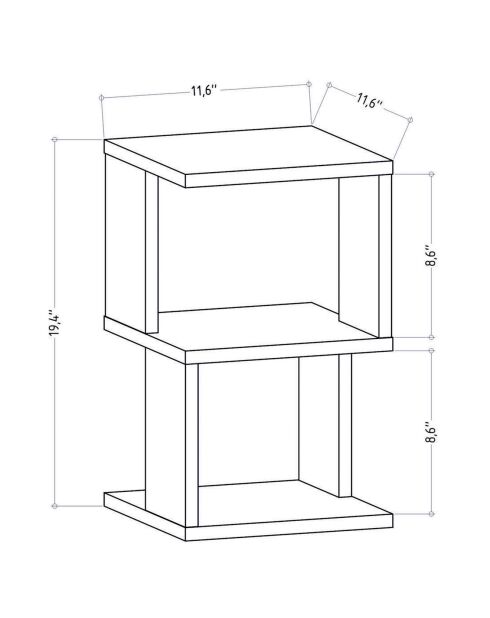 Table de chevet Carter anthracite -  29.6x29.6x49.4 cm
