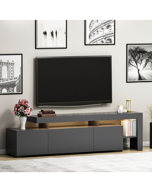 Meuble TV Beliz anthracite - 192x53x37 cm