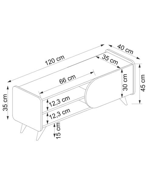 Meuble TV Mindy sapphire/blanc - 120x40x45 cm