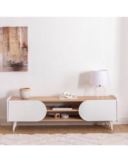 Meuble TV Mindy sapphire/blanc - 160x40x45 cm