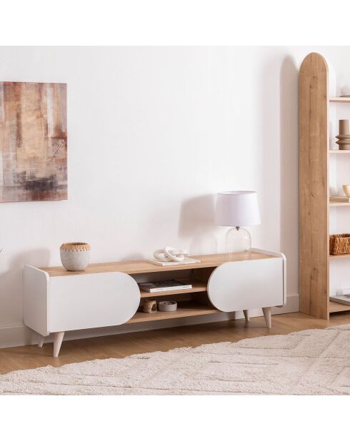 Meuble TV Mindy sapphire/blanc - 160x40x45 cm