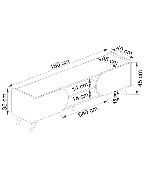 Meuble TV Mindy sapphire/blanc - 160x40x45 cm