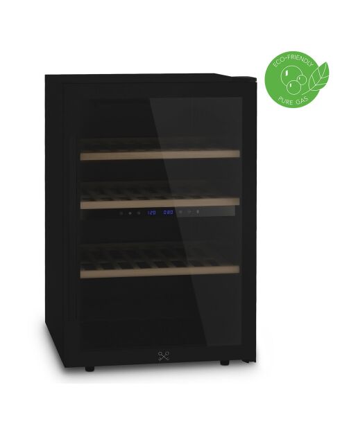 Vrijstaande zwarte wijnkelder met dubbele zone 62 flessen - 55x56x84 cm