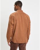 Chemise Regular Fit en Velours milleraies marron