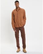 Chemise Regular Fit en Velours milleraies marron