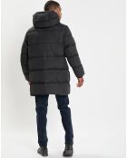 Parka puffa mi longueg à capuche noire