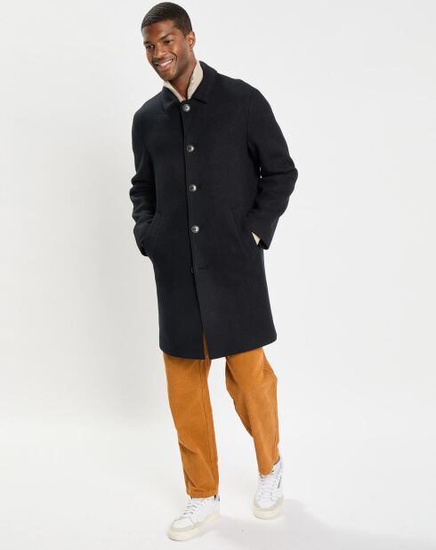 Manteau en Laine mélangée raglan noir