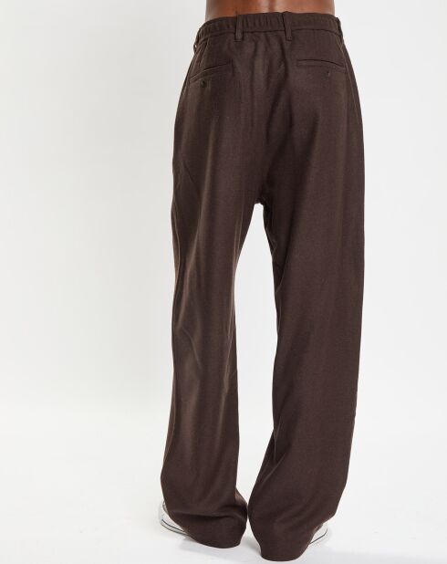Pantalon en Laine mélangée Mossbo Manteco marron foncé