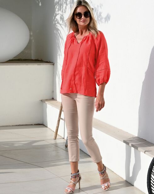 Blouse 100% Lin York rose