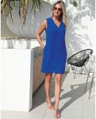 Robe 100% Lin Vanna bleue