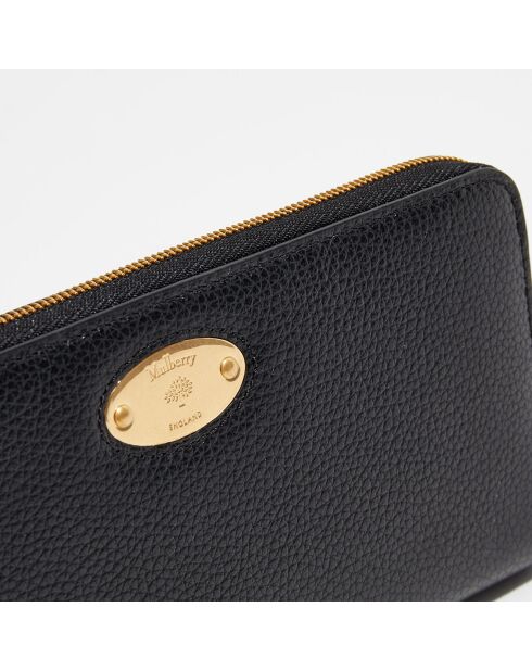 Portefeuille en Cuir Mulberry Plaque noir - 9.5x19 cm