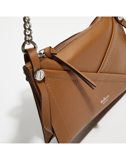 Pochette en Cuir Zipped Pouch teck - 23x15x4 cm