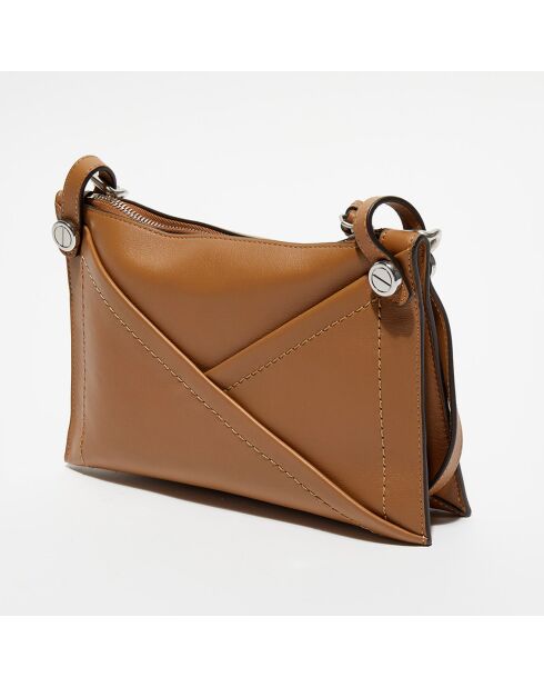 Pochette en Cuir Zipped Pouch teck - 23x15x4 cm