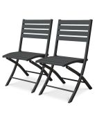 2 Chaises de jardin pliantes marius en aluminium anthracite - 46x41xH.82 cm