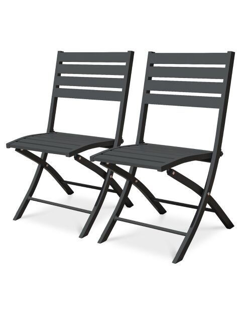 2 Chaises de jardin pliantes marius en aluminium anthracite - 46x41xH.82 cm