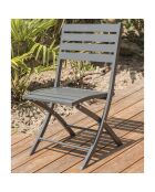 2 Chaises de jardin pliantes marius en aluminium anthracite - 46x41xH.82 cm