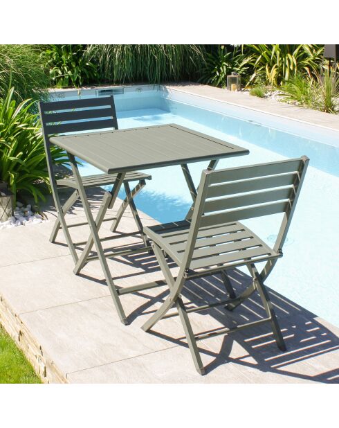 2 Marius opvouwbare tuinstoelen in kaki aluminium - 46x41xH.82 cm