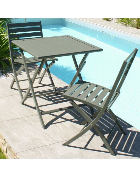 2 Marius opvouwbare tuinstoelen in kaki aluminium - 46x41xH.82 cm