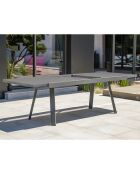 Gartenset STOCKHOLM-TB300-ALU Tisch mit Verlängerung + 8 stapelbare STOCKHOLM-CH Stühle Anthrazitgrau