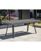 Gartenset STOCKHOLM-TB300-ALU Tisch mit Verlängerung + 8 stapelbare STOCKHOLM-CH Stühle Anthrazitgrau