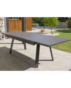 Gartenset STOCKHOLM-TB300-ALU Tisch mit Verlängerung + 8 stapelbare STOCKHOLM-CH Stühle Anthrazitgrau