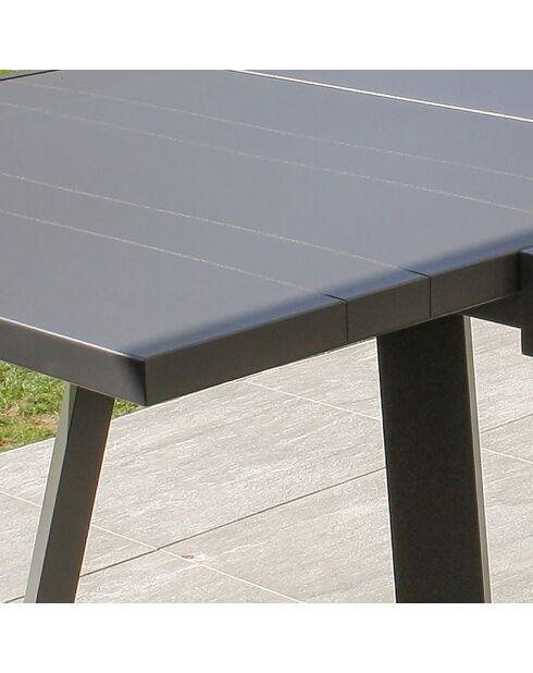 Gartenset STOCKHOLM-TB300-ALU Tisch mit Verlängerung + 8 stapelbare STOCKHOLM-CH Stühle Anthrazitgrau