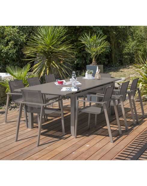 Gartenset Zahara-TB240 Tisch+8 stapelbare Stühle Zahara-FT Taupe