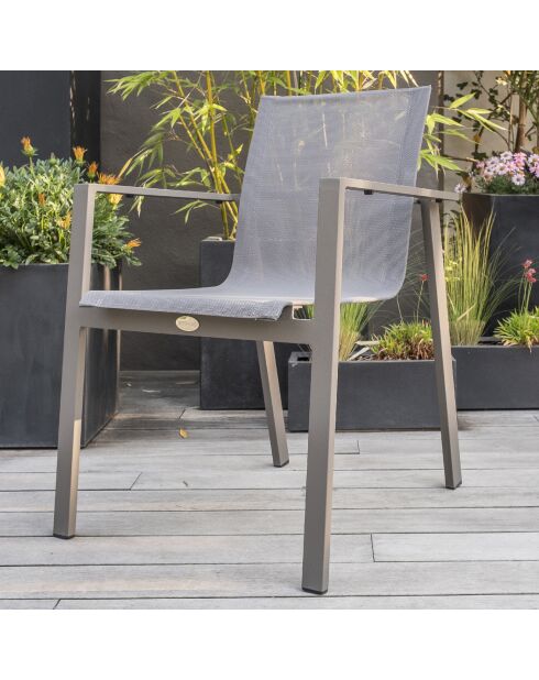 Gartenset Zahara-TB240 Tisch+8 stapelbare Stühle Zahara-FT Taupe