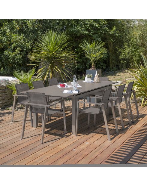 Gartenset Zahara-TB240 Tisch+8 stapelbare Stühle Zahara-FT Taupe