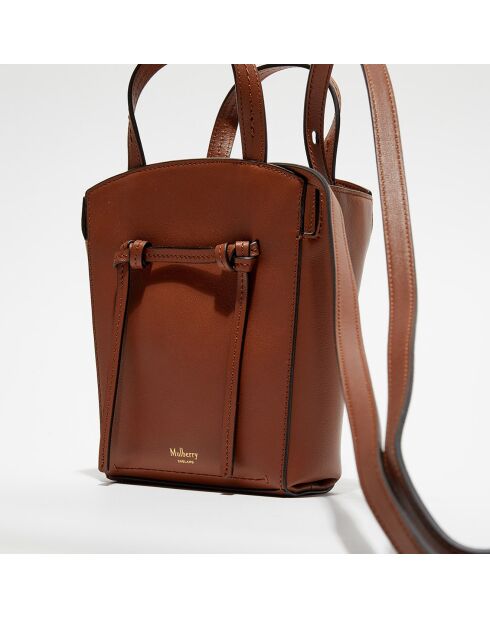 Petit sac à main en Cuir Mini Clovelly chêne brillant - 16x18x7 cm