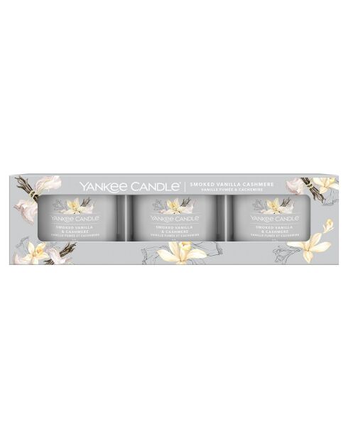 Coffret 3 bougies votives Signature Vanille Fumee ét Cachemire - 1 mèche 10h
